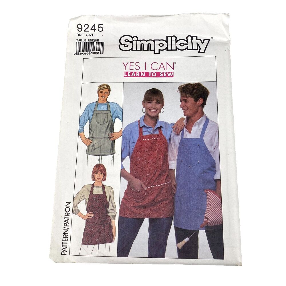 VTG Simplicity 9245 Apron 1994 Yes I Can Learn to sew pattern UNCUT FF one size